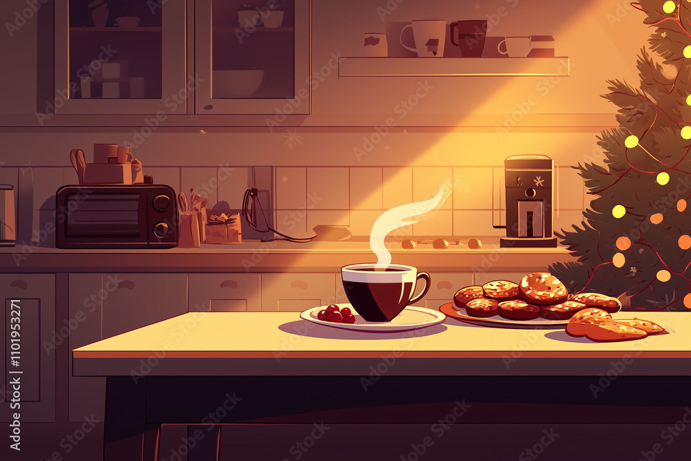 Illustration of a cup of coffee in christmas Illustration of a cup of coffee in christmas