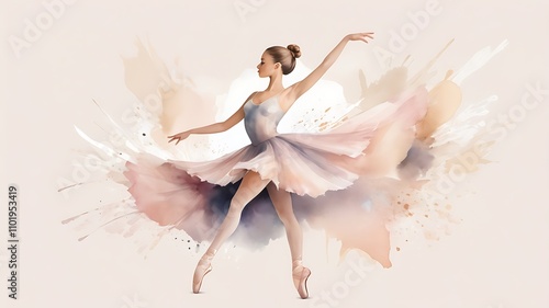 Delicate ballerina watercolor painting