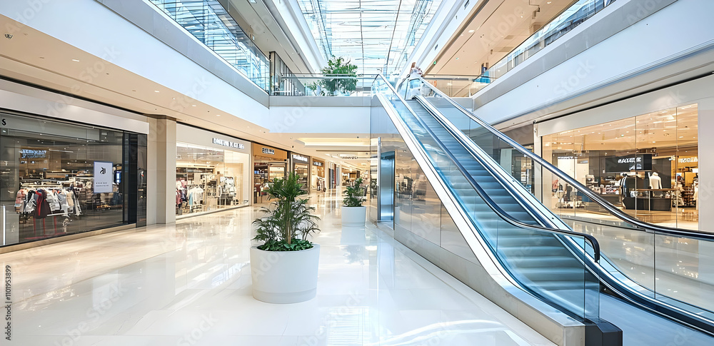 Obraz premium Shopping mall with modern layout and glass elevators for a refined touch.