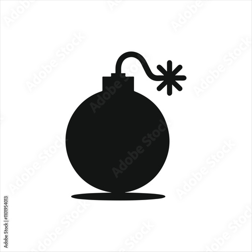 bomb with a burning fuse flat vector, Cartoon bomb with burning fuse, Bomb icon. A bomb with a burning wick