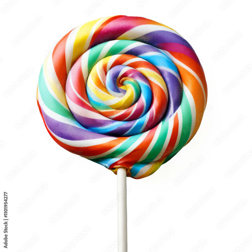 Colorful Spiral Lollipop on Stick with Rainbow Stripes, Wooden Pole, transparent background - Vibrant Candy with Zigzag Pattern. Colorful Spiral Lollipop on Stick with Rainbow Stripes, Wooden Pole, transparent background - Vibrant Candy with Zigzag Pattern.