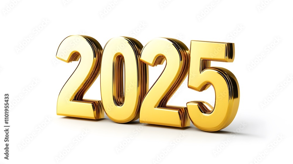 Bold Golden 2025 Numbers with a Minimalist White Background Bold Golden 2025 Numbers with a Minimalist White Background