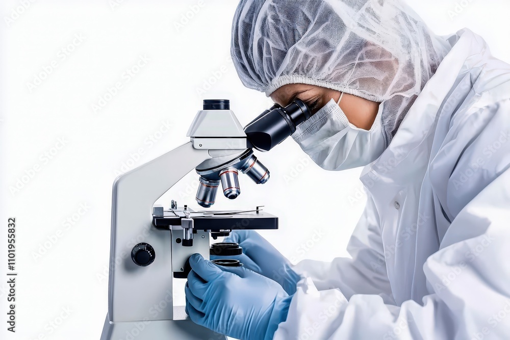 Researchers with microscope in precision medicine lab, targeted cancer cure, groundbreaking work Researchers with microscope in precision medicine lab, targeted cancer cure, groundbreaking work
