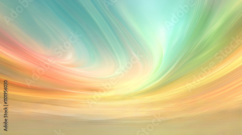 vibrant abstract landscape with swirling colors of blue, pink, and yellow, evoking sense of tranquility and wonder. soft gradients create dreamlike atmosphere