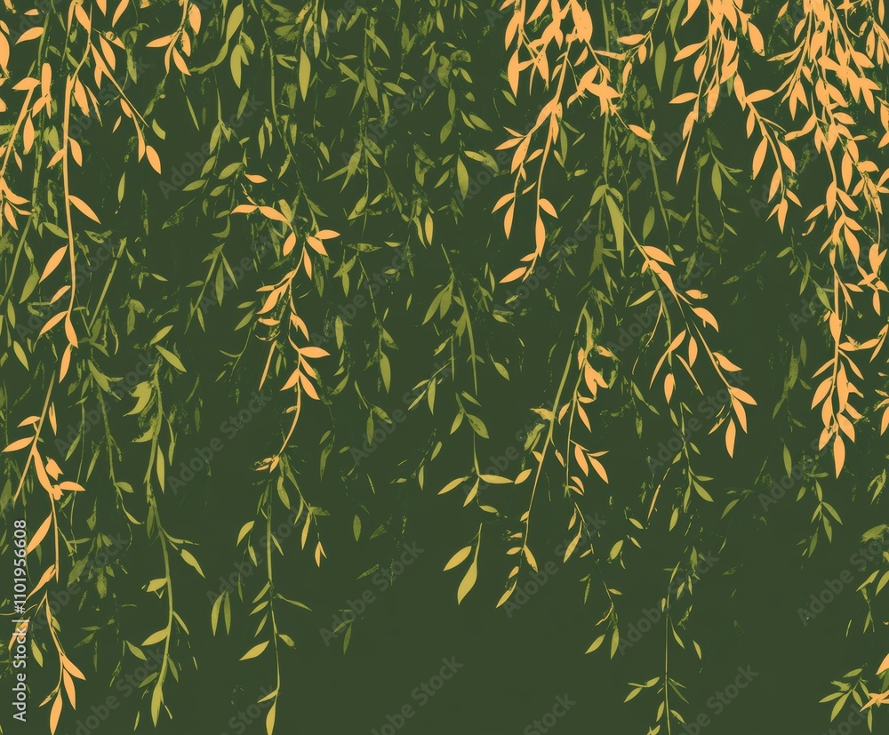 willow tree contemporary japanese chinese nature ink drawing sketch traditional seamless pattern lively willow tree contemporary japanese chinese nature ink drawing sketch traditional seamless pattern lively