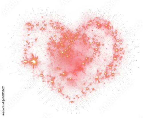 Heart shape colorful fireworks element PNG transparent