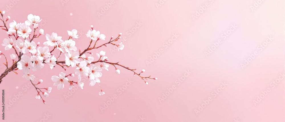 Abstract pattern of white cherry blossom flowers on a pink gradient background, blooming, creativity, elegant, artistic design, dreamy Abstract pattern of white cherry blossom flowers on a pink gradient background, blooming, creativity, elegant, artistic design, dreamy