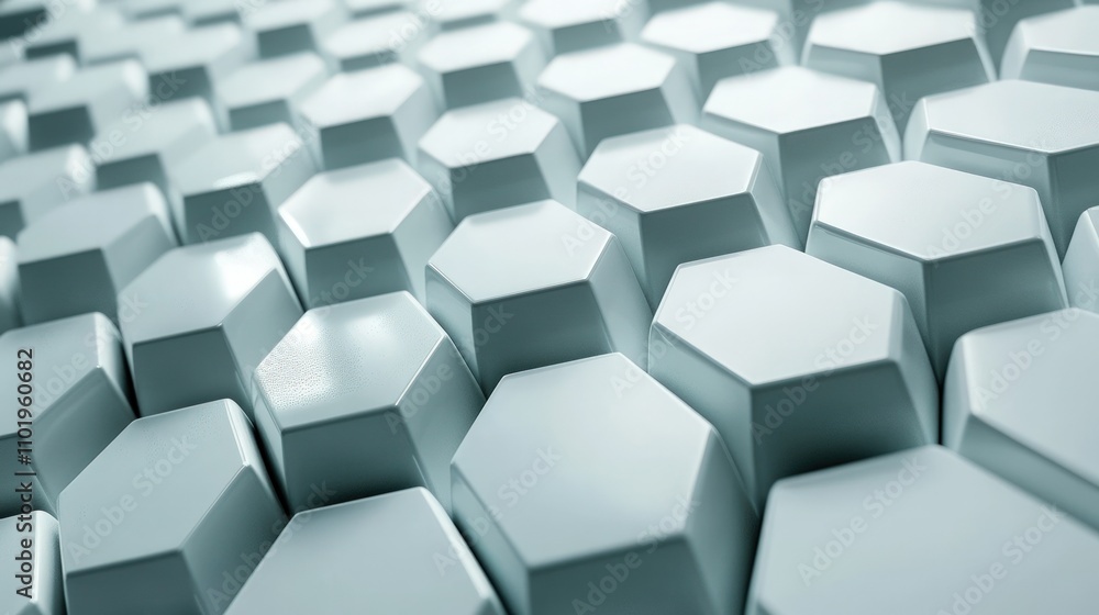 Abstract hexagonal pattern, light grey, 3D render. Abstract hexagonal pattern, light grey, 3D render.