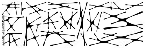 Set of abstract y2k geometric shape. Trendy elements for web design, poster, decorating. Black vector graphic asset.