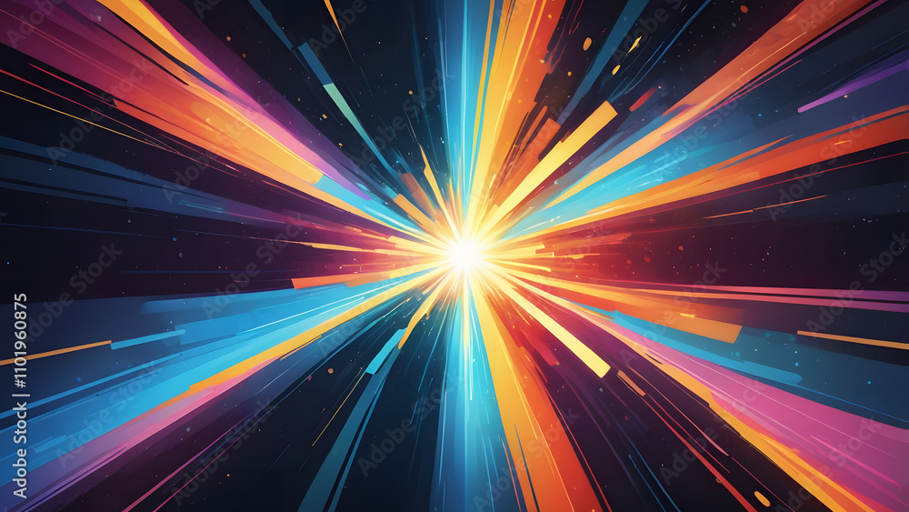 Energy Pulse: A burst of light rays expanding outward in radiant colors Energy Pulse: A burst of light rays expanding outward in radiant colors