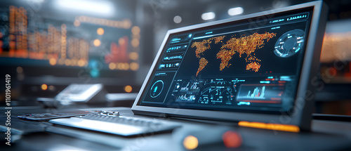 Wallpaper Mural Ai anomaly detection dashboard with glowing holograms tech lab digital interface futuristic environment elevated viewpoint Torontodigital.ca