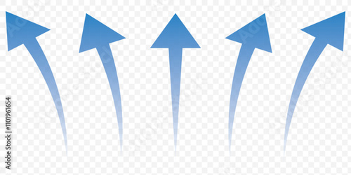 Set of blue arrows showing cold air conditioner direction. Isolated on transparent background element. eps 10.