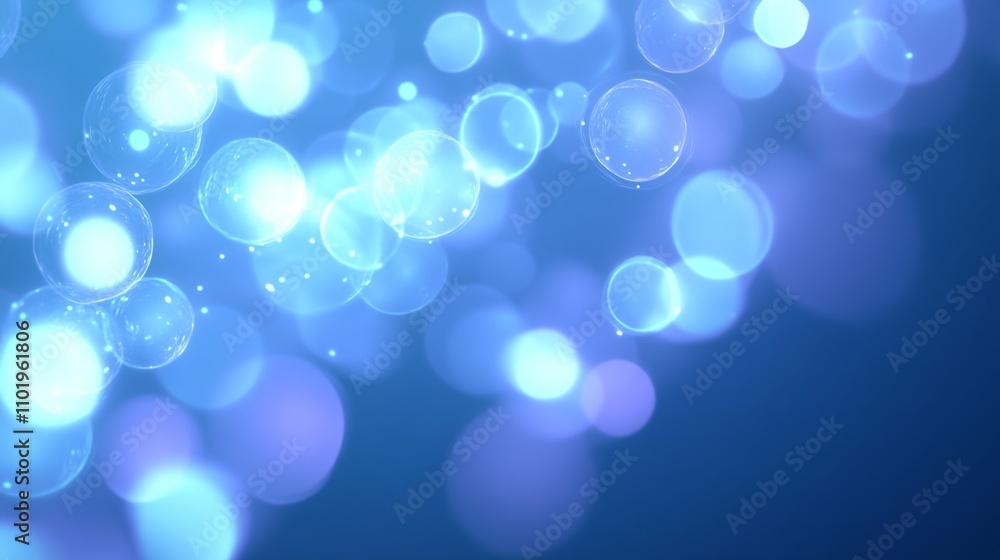 Soft Blue Bokeh Background with Glowing Lights and Delicate Texture