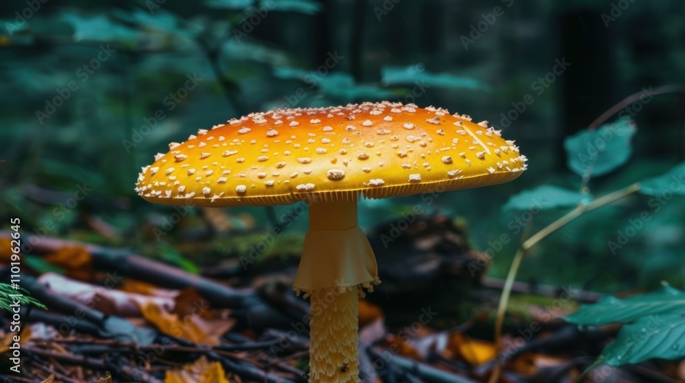 Fototapeta premium Mushroom presented on a delicate background, colorful fungi image. Background gentle, mushroom radiant.