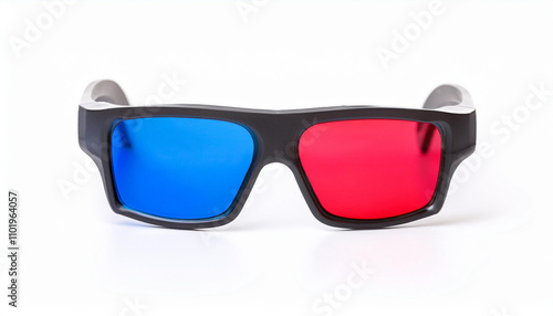 Cinema 3D glasses isolated on white backdrop. Show time. Film industry. Movie theater.