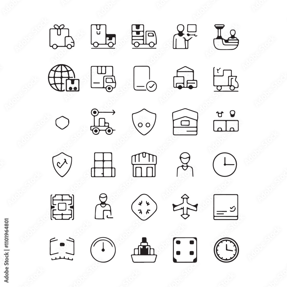 Fototapeta premium Minimalist Icon Design Collection for Digital Interfaces