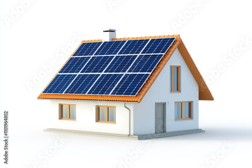 Wallpaper Mural Modern house with solar panels, showcasing sustainable living and energy efficiency. isolated on white background. Torontodigital.ca