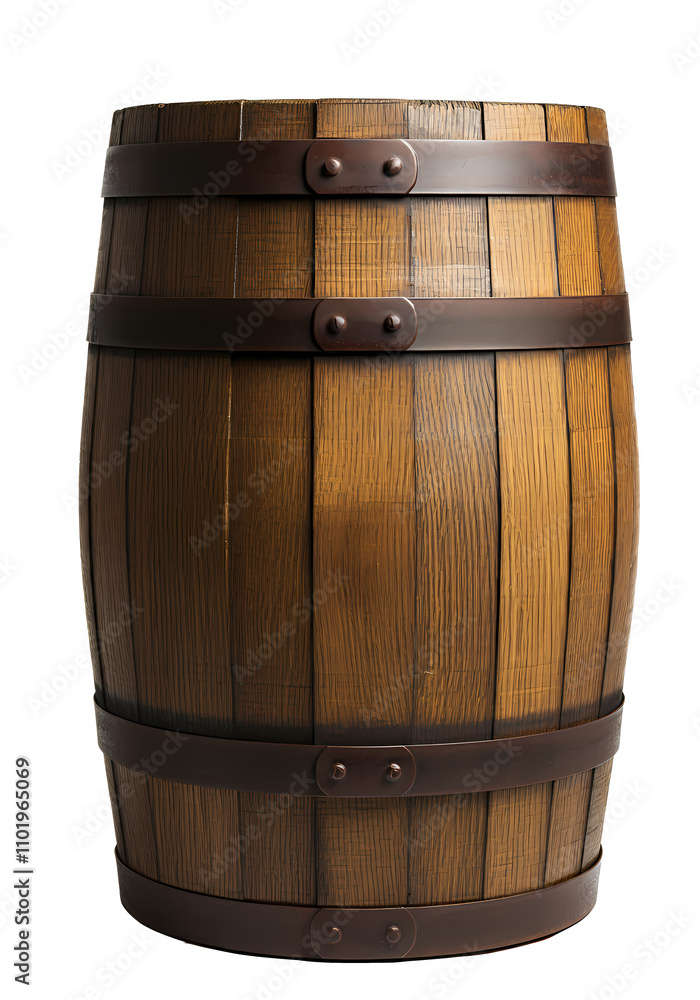Obraz premium Wooden Barrels, Wood Grain Keg, Isolated Transparent Png Graphic Resouce 