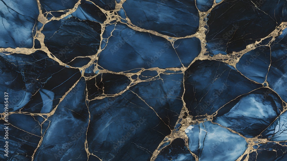 Richly detailed deep blue marble texture with interlacing golden veins Richly detailed deep blue marble texture with interlacing golden veins