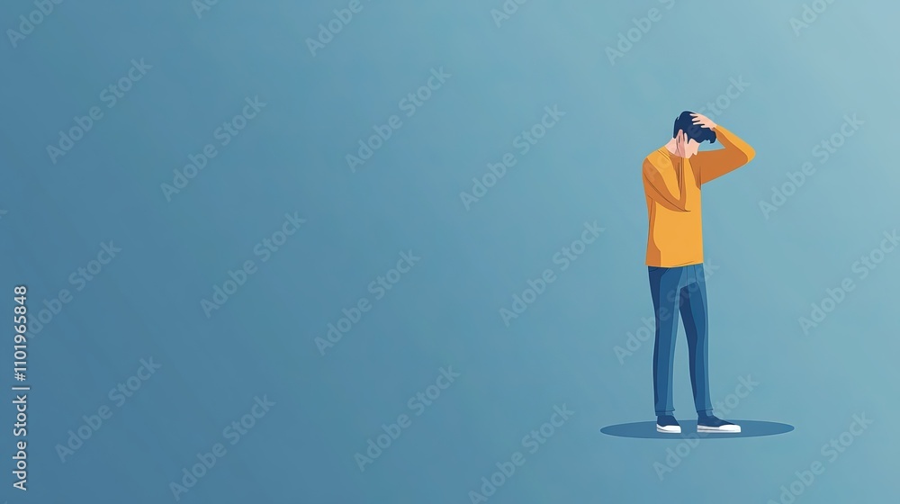 A Depressed Man in Contemporary Illustration A Depressed Man in Contemporary Illustration