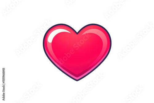 A vibrant pink heart symbol representing love and affection in a digital format. transparent background.