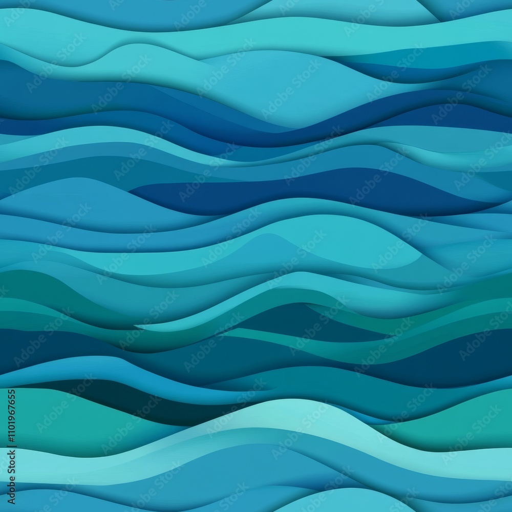 Abstract Ocean Waves Papercut Design Abstract Ocean Waves Papercut Design