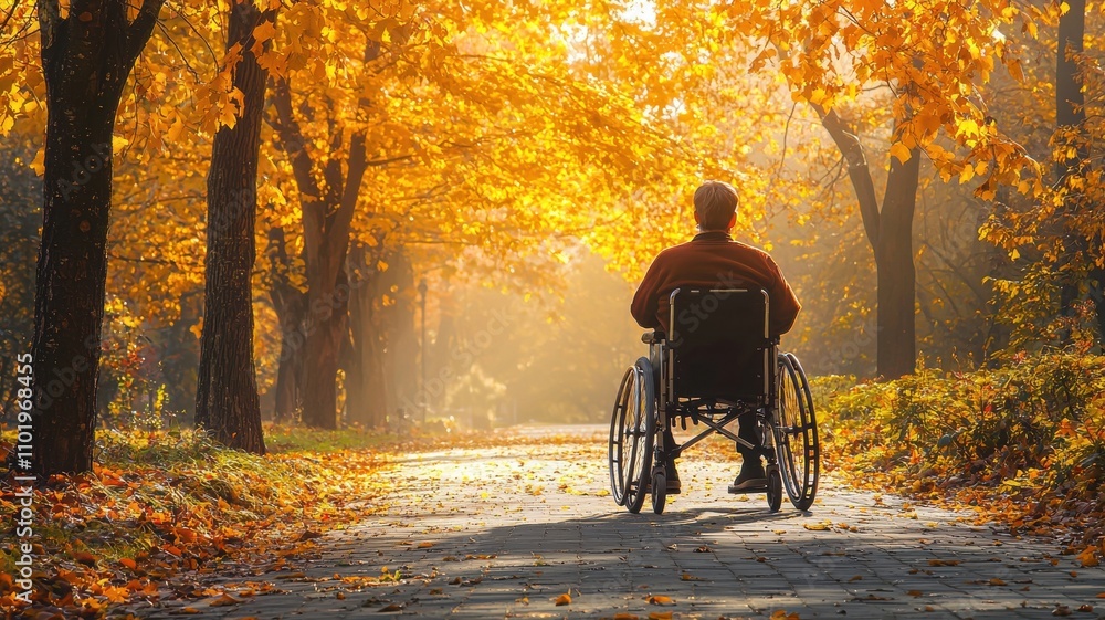 Wheelchair User in Autumn Park Wheelchair User in Autumn Park