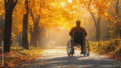 Wallpaper Mural Wheelchair User in Autumn Park Torontodigital.ca
