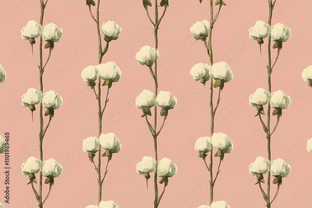 Obraz premium An abstract floral pattern with a seamless, bicolor silhouette that includes flowers and leaves, ideal for spring and summer themes.