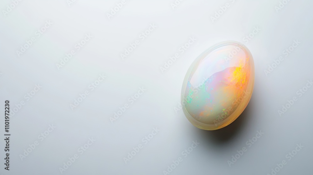 A radiant opal captured in isolation on a white surface, illustrating its play-of-color and captivating iridescence, a symbol of creativity. A radiant opal captured in isolation on a white surface, illustrating its play-of-color and captivating iridescence, a symbol of creativity.