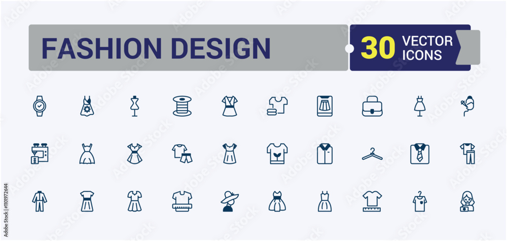 Fashion Design icons in linear style. Containing shorts, fashion, shopping, style, handbag, cloth and more. Flat UI icon design. Vector line and solid icons. Fashion Design icons in linear style. Containing shorts, fashion, shopping, style, handbag, cloth and more. Flat UI icon design. Vector line and solid icons.