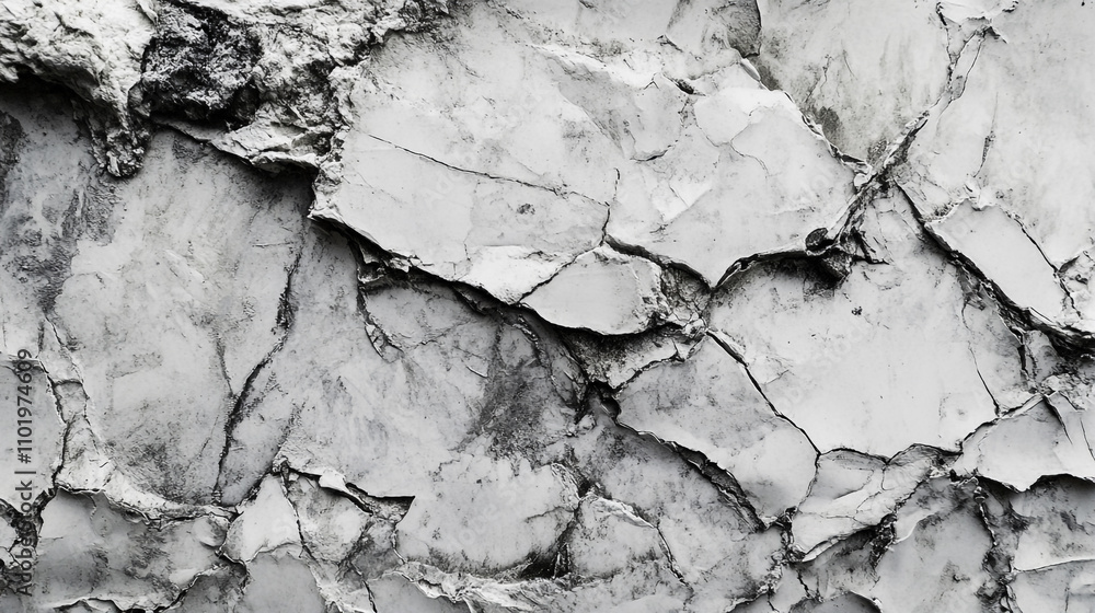 Cracked gray wall surface reveals textured patterns and layers Cracked gray wall surface reveals textured patterns and layers