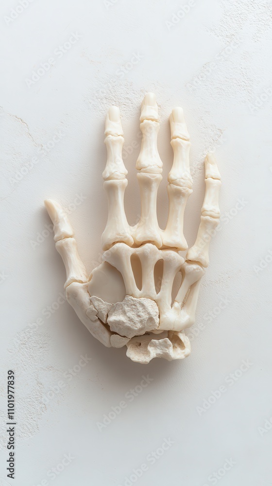 Photorealistic Skeletal Hand Displayed on Neutral Background Photorealistic Skeletal Hand Displayed on Neutral Background