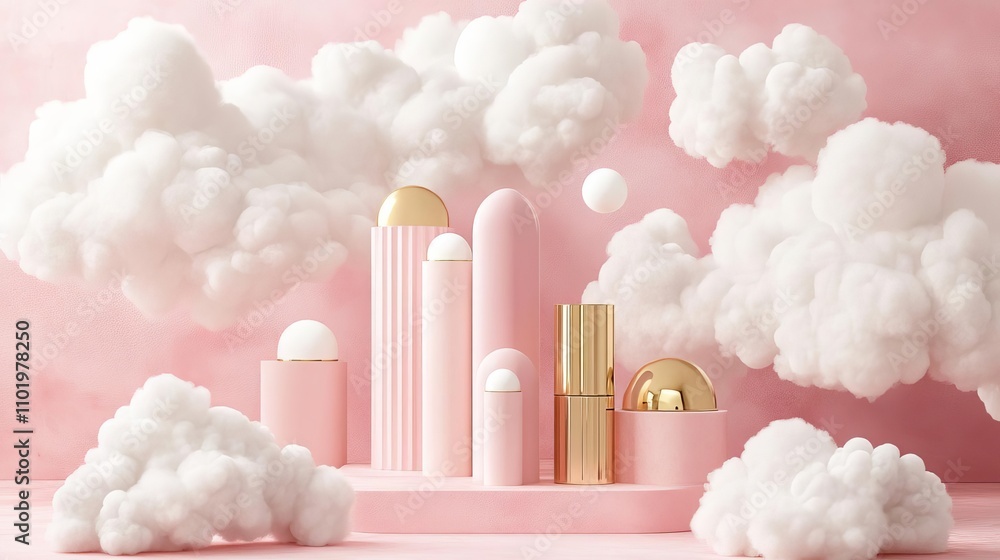Pink Gold Aesthetic Cloudscape Dreamy Product Display Pink Gold Aesthetic Cloudscape Dreamy Product Display