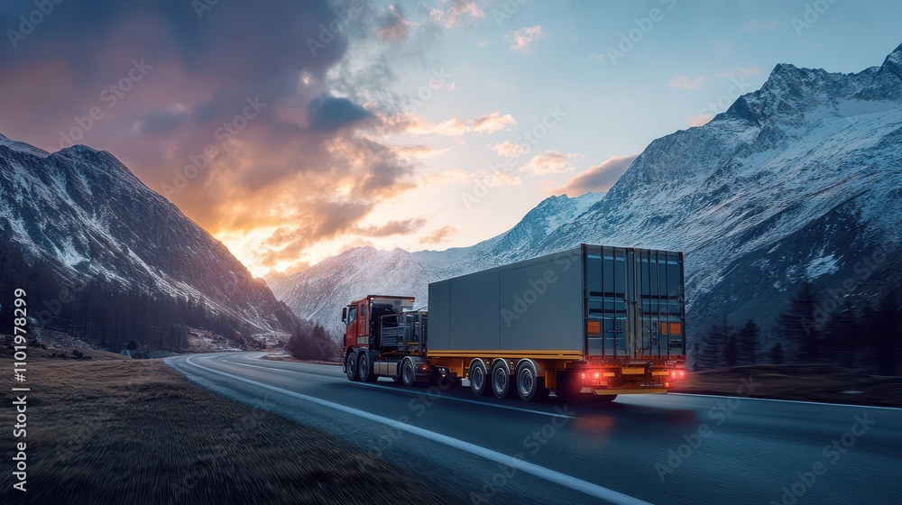 Portable Generator on Heavy-Load Trailer: Alpine Setting with Crisp Morning Lighting, Industrial Presentation for Professional Logistics Documentation. Portable Generator on Heavy-Load Trailer: Alpine Setting with Crisp Morning Lighting, Industrial Presentation for Professional Logistics Documentation.