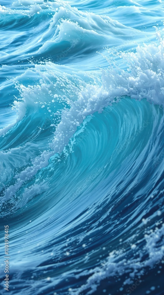 A close-up shot of a wave in turquoise and navy shades, abstract, background A close-up shot of a wave in turquoise and navy shades, abstract, background