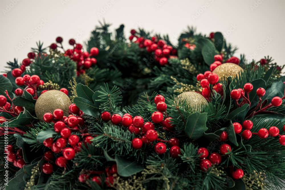 Festive Christmas Wreath Arrangement Home Decor Holiday Cheer Indoor Setting Close-up View Traditional Aesthetic for SEO Impact Festive Christmas Wreath Arrangement Home Decor Holiday Cheer Indoor Setting Close-up View Traditional Aesthetic for SEO Impact