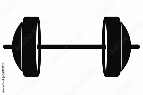 Gym barbell silhouette vector illustration.