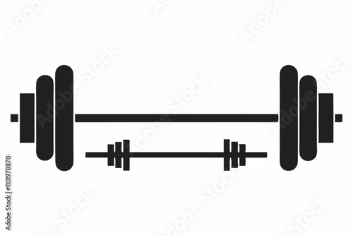 Gym barbell silhouette vector illustration.