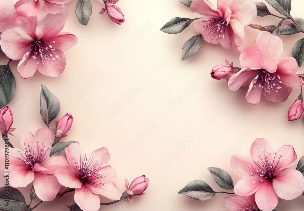 Delicate Pink Flowers with Buds on Soft Background for Backgrounds, Invitations, and Floral Designs in Romantic and Elegant Style Delicate Pink Flowers with Buds on Soft Background for Backgrounds, Invitations, and Floral Designs in Romantic and Elegant Style
