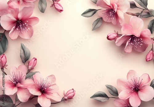 Delicate Pink Flowers with Buds on Soft Background for Backgrounds, Invitations, and Floral Designs in Romantic and Elegant Style