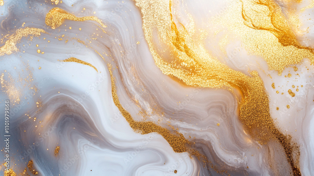 Obraz premium Abstract design featuring swirling gray and gold patterns with shimmering texture
