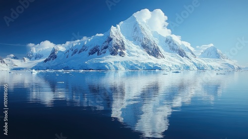 Wallpaper Mural Majestic icy mountain reflecting in calm waters under a bright blue sky. Torontodigital.ca