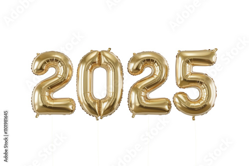 Celebrating New Beginnings 2025 Balloon Display on transparent background Event Space Festive Atmosphere Uplifting Concept for Gatherings