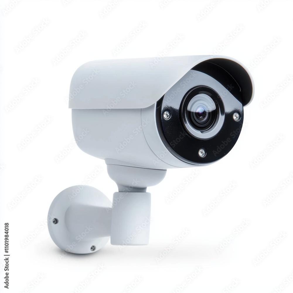 A modern security camera mounted on a wall, ideal for surveillance applications in homes, offices, or public spaces to enhance safety and security A modern security camera mounted on a wall, ideal for surveillance applications in homes, offices, or public spaces to enhance safety and security