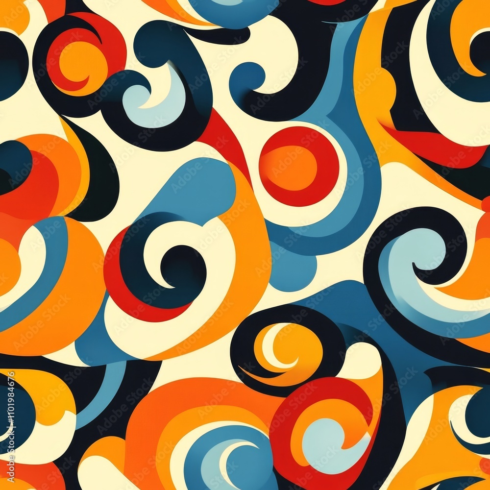 Fototapeta premium Psychedelic Retro Swirl Pattern Design