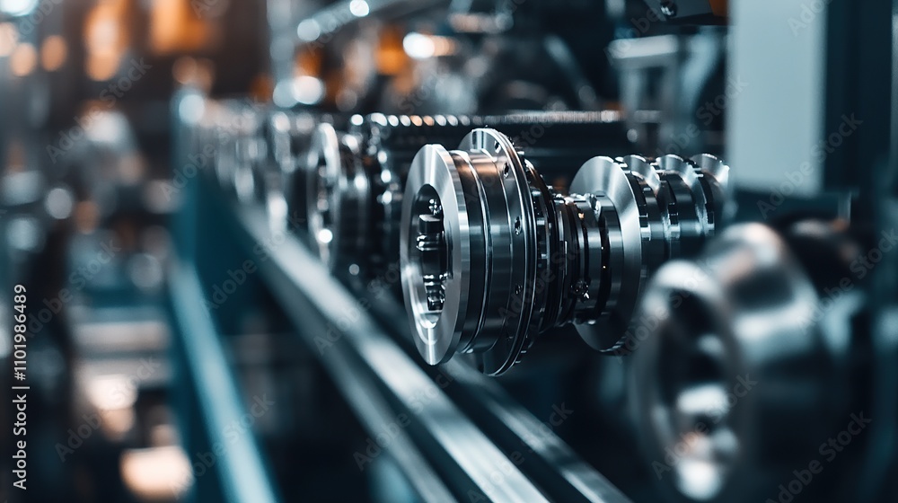 Close-up of industrial machinery showcasing metallic components and precision engineering. Close-up of industrial machinery showcasing metallic components and precision engineering.