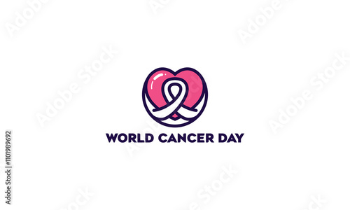 World Cancer Day Heart People Globe Logo Design photo