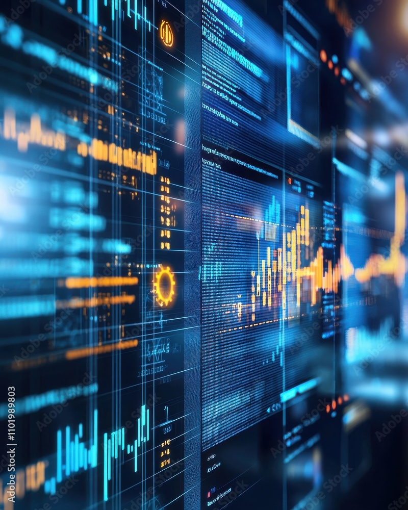 A computer screen with a lot of numbers and lines A computer screen with a lot of numbers and lines
