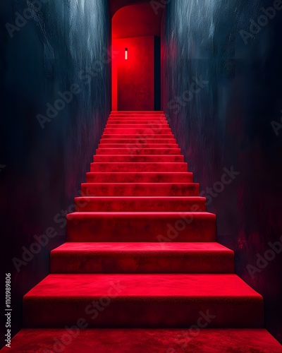 The red-carpeted stairs symbolize societal recognition and opportunities. Each step reflects graceful growth  a journey of honor and pride  and a dream fulfilled with beauty and success.
